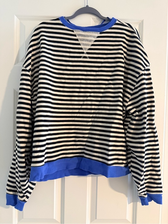 We The Free Other - We The Free Black & White Striped Pullover with Blue Trim